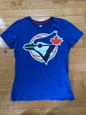 Blue Jay Royal Blue Women's Short Sleeve Logo Tee with Red & White Accents